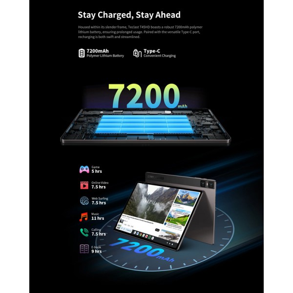 TECLAST tablet T45HD, 10.5" FHD, 8/128GB, Android 13, 4G, γκρι TECLAST tablet T45HD, 10.5" FHD, 8/128GB, Android 13, 4G, γκρι