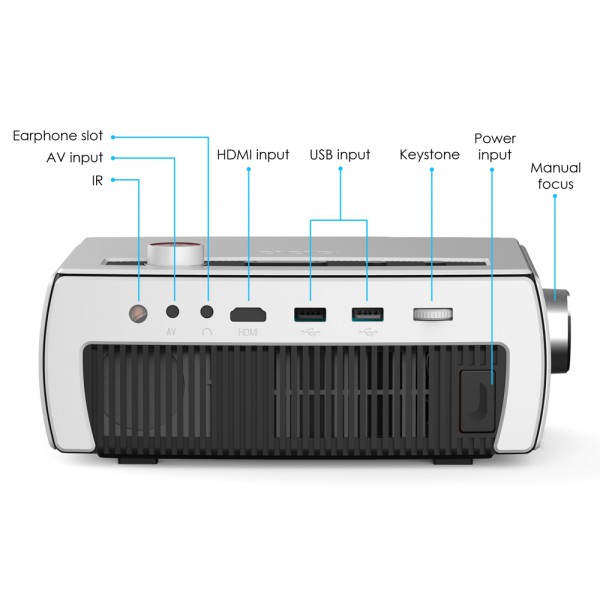 POWERTECH LED βιντεοπροβολέας PT-1158, Full HD, λευκός