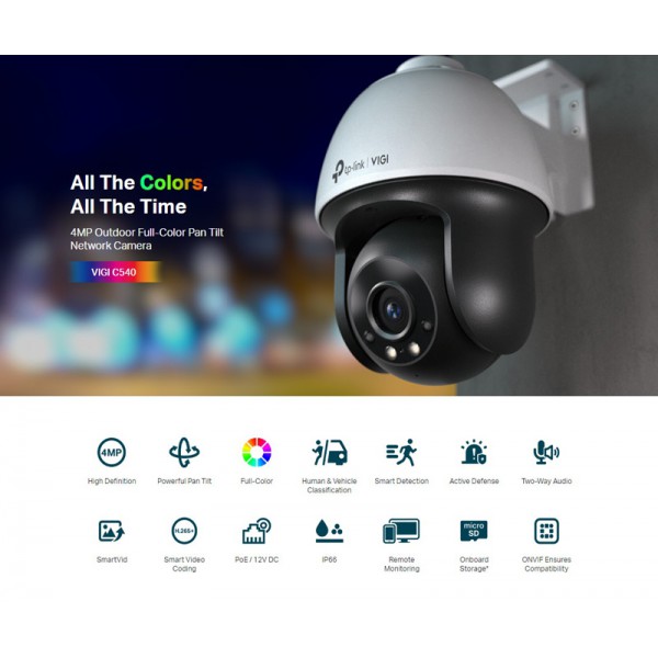 TP-LINK IP κάμερα VIGI C540, 4mm, 4MP, PoE, PTZ, IP66, SD, Ver. 2.0 TP-LINK IP κάμερα VIGI C540, 4mm, 4MP, PoE, PTZ, IP66, SD, Ver. 2.0