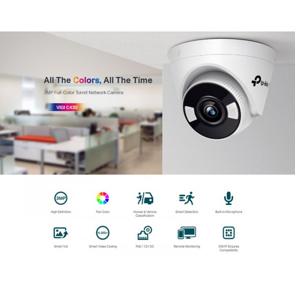 TP-LINK IP κάμερα VIGI C430, 4mm, 3MP, PoE, Ver. 1.0 TP-LINK IP κάμερα VIGI C430, 4mm, 3MP, PoE, Ver. 1.0