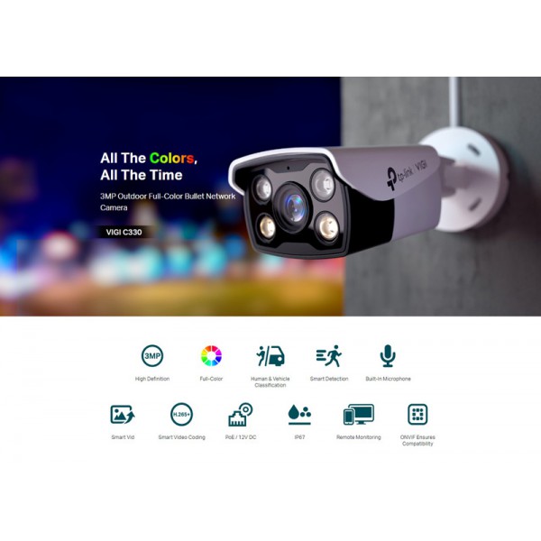 TP-LINK IP κάμερα VIGI C330, 4mm, 3MP, PoE, IP67, Ver. 2.0 TP-LINK IP κάμερα VIGI C330, 4mm, 3MP, PoE, IP67, Ver. 2.0
