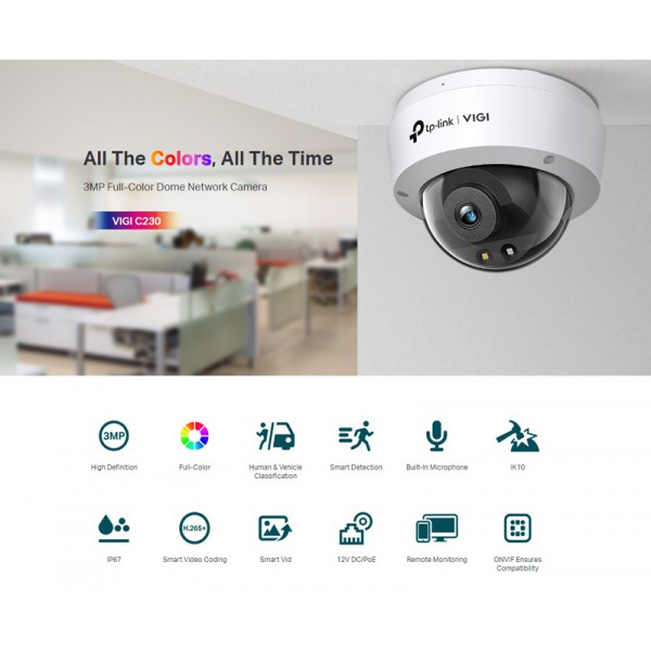 TP-LINK IP κάμερα VIGI C230, 4mm, 3MP, PoE, IP67/IK10, Ver. 1.0 TP-LINK IP κάμερα VIGI C230, 4mm, 3MP, PoE, IP67/IK10, Ver. 1.0