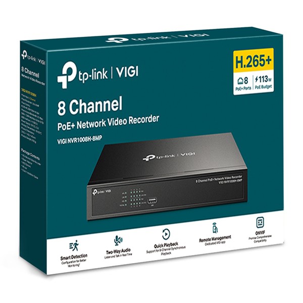 TP-LINK NVR καταγραφικό VIGI NVR1008H-8MP, 8MP, 8 κανάλια PoE, Ver. 1.0 TP-LINK NVR καταγραφικό VIGI NVR1008H-8MP, 8MP, 8 κανάλια PoE, Ver. 1.0