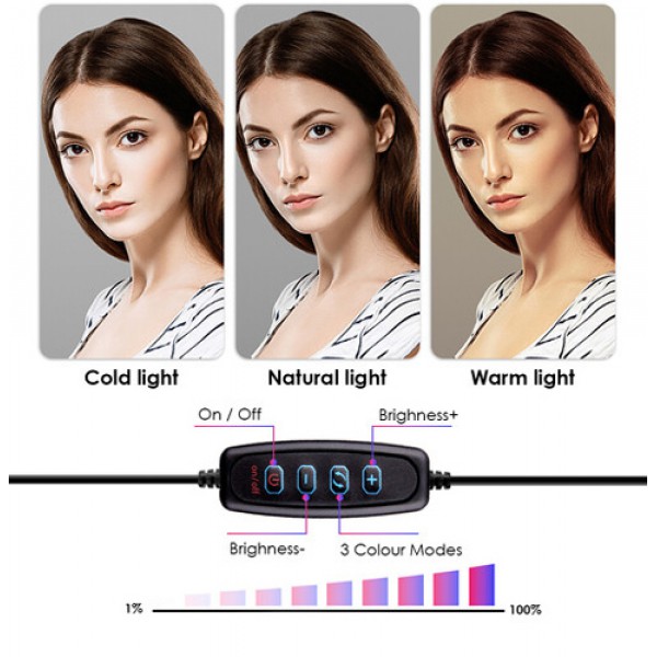 APEXEL φωτιστικό δαχτυλίδι LED APL-FL10JJ13Y με μίνι τρίποδα, Φ26cm APEXEL φωτιστικό δαχτυλίδι LED APL-FL10JJ13Y με μίνι τρίποδα, Φ26cm