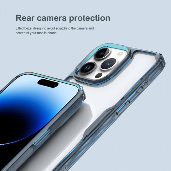 NILLKIN θήκη Nature Pro για iPhone 15 Pro Max, διάφανη-μπλε NILLKIN θήκη Nature Pro για iPhone 15 Pro Max, διάφανη-μπλε