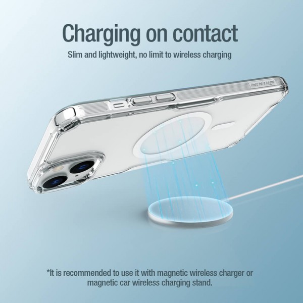 NILLKIN θήκη Nature Pro Magnetic για iPhone 15 Plus, διάφανη-μπλε NILLKIN θήκη Nature Pro Magnetic για iPhone 15 Plus, διάφανη-μπλε