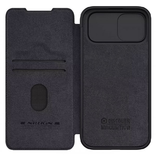 NILLKIN θήκη Qin Pro για iPhone 15 Plus, δερμάτινη, μαύρη NILLKIN θήκη Qin Pro για iPhone 15 Plus, δερμάτινη, μαύρη
