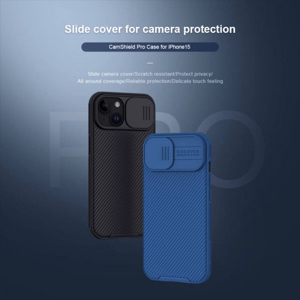 NILLKIN θήκη CamShield Pro για iPhone 15, πράσινη NILLKIN θήκη CamShield Pro για iPhone 15, πράσινη