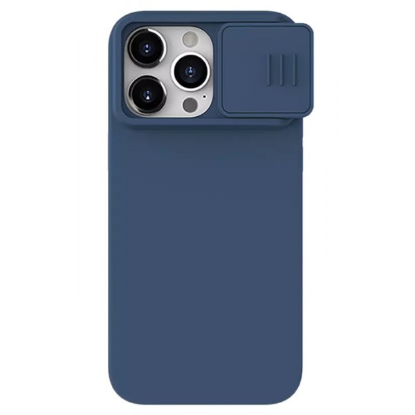 NILLKIN θήκη CamShield Silky Silicone για iPhone 15 Pro Max, μπλε NILLKIN θήκη CamShield Silky Silicone για iPhone 15 Pro Max, μπλε