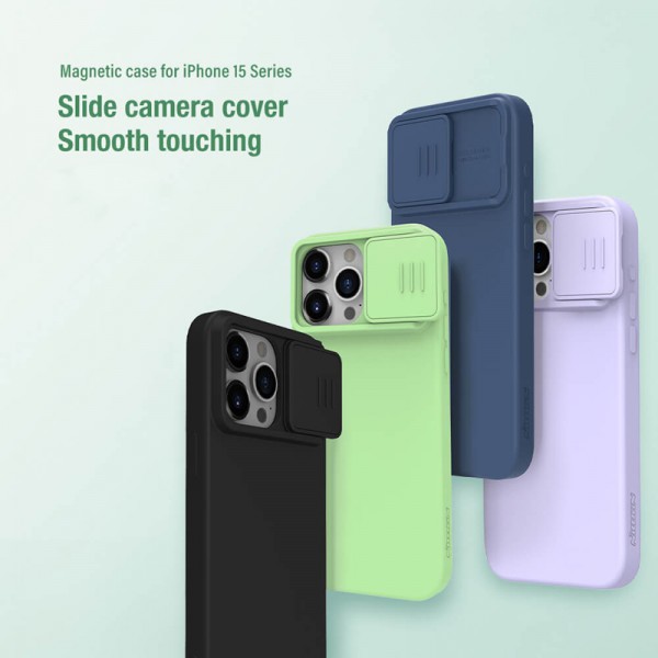 NILLKIN θήκη CamShield Silky Magnetic Silicone, iPhone 15 Pro Max, μαύρη NILLKIN θήκη CamShield Silky Magnetic Silicone, iPhone 15 Pro Max, μαύρη