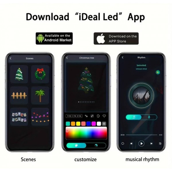 POWERTECH smart LED καλωδιοταινία HLL-0131, RGB, IP44, Bluetooth, 10m POWERTECH smart LED καλωδιοταινία HLL-0131, RGB, IP44, Bluetooth, 10m