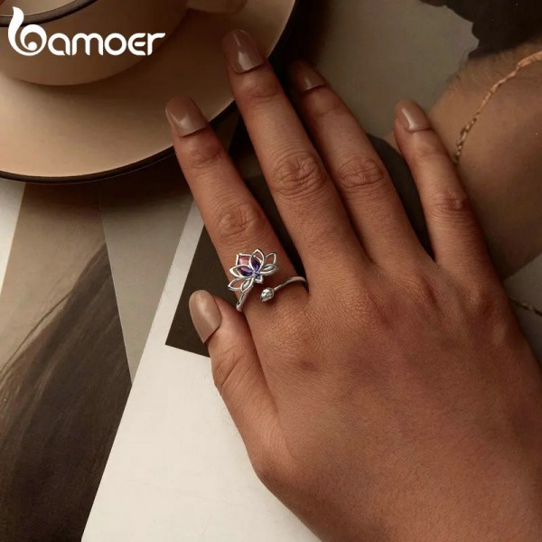 BAMOER δαχτυλίδι SCR984-E με συνθετική τουρμαλίνη, ασήμι 925, ασημί BAMOER δαχτυλίδι SCR984-E με συνθετική τουρμαλίνη, ασήμι 925, ασημί