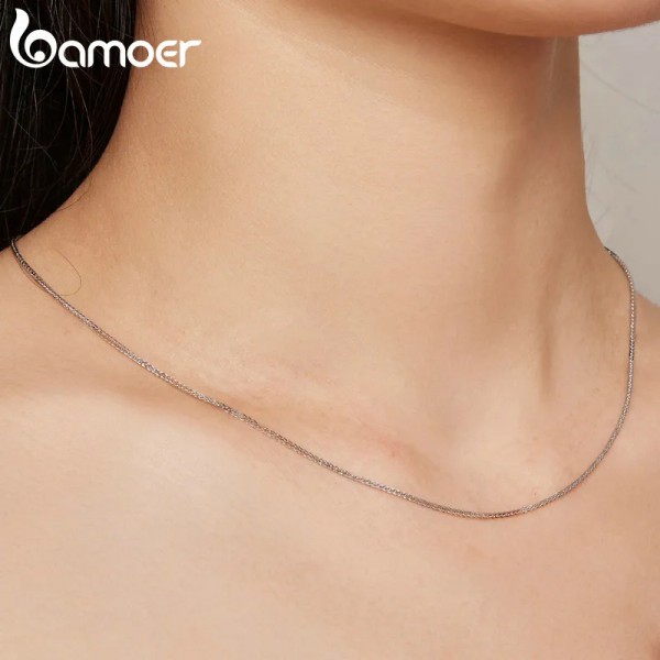 BAMOER αλυσίδα λαιμού Charm SCA019, 45cm, ασήμι 925, ασημί BAMOER αλυσίδα λαιμού Charm SCA019, 45cm, ασήμι 925, ασημί