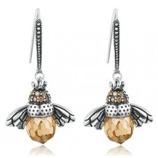 BAMOER σκουλαρίκια κρεμαστά YIE230-A, κυβική ζιρκόνια, ασήμι 925, ασημί