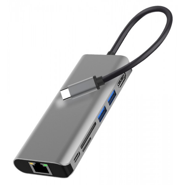 POWERTECH docking station PTH-112, 7 θυρών, USB-C σύνδεση, 100W PD, γκρι POWERTECH docking station PTH-112, 7 θυρών, USB-C σύνδεση, 100W PD, γκρι