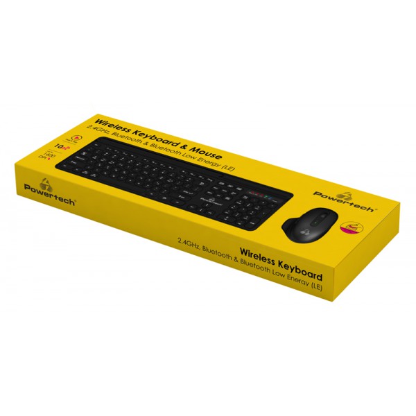 POWERTECH set ποντίκι & πληκτρολόγιο PT-1154, 2.4GHz & Bluetooth, μαύρο POWERTECH set ποντίκι & πληκτρολόγιο PT-1154, 2.4GHz & Bluetooth, μαύρο