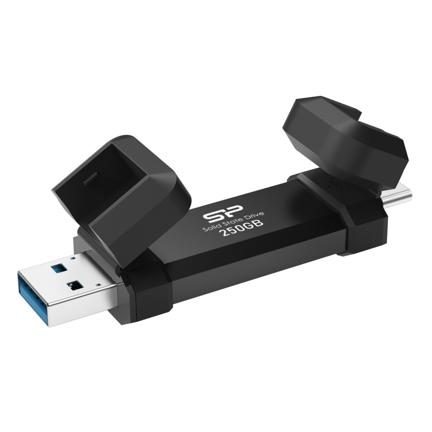 SILICON POWER USB Flash Drive DS72, USB/USB-C, 250GB 1050/850MBps, μαύρο SILICON POWER USB Flash Drive DS72, USB/USB-C, 250GB 1050/850MBps, μαύρο