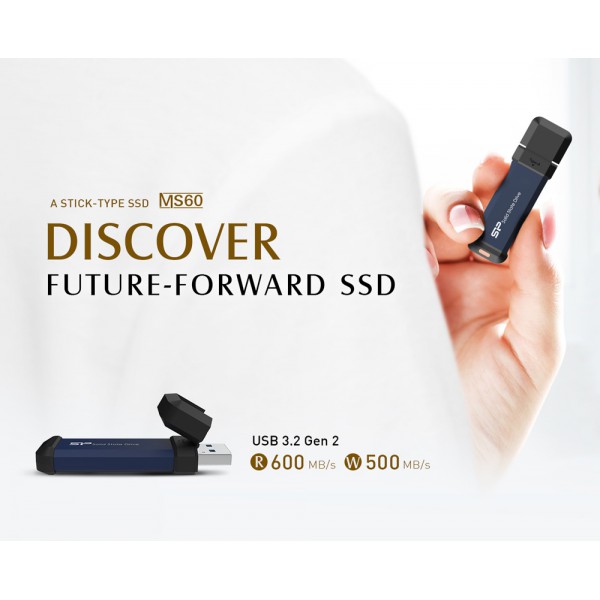 SILICON POWER USB Flash Drive MS60, 1TB, 600/500MBps, μπλε SILICON POWER USB Flash Drive MS60, 1TB, 600/500MBps, μπλε