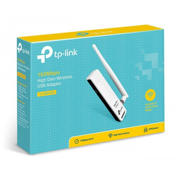 TP-LINK 150Mbps Ασύρματο USB Adapter Υψηλής Απολαβής TL-WN722N, Ver. 3.2 TP-LINK 150Mbps Ασύρματο USB Adapter Υψηλής Απολαβής TL-WN722N, Ver. 3.2