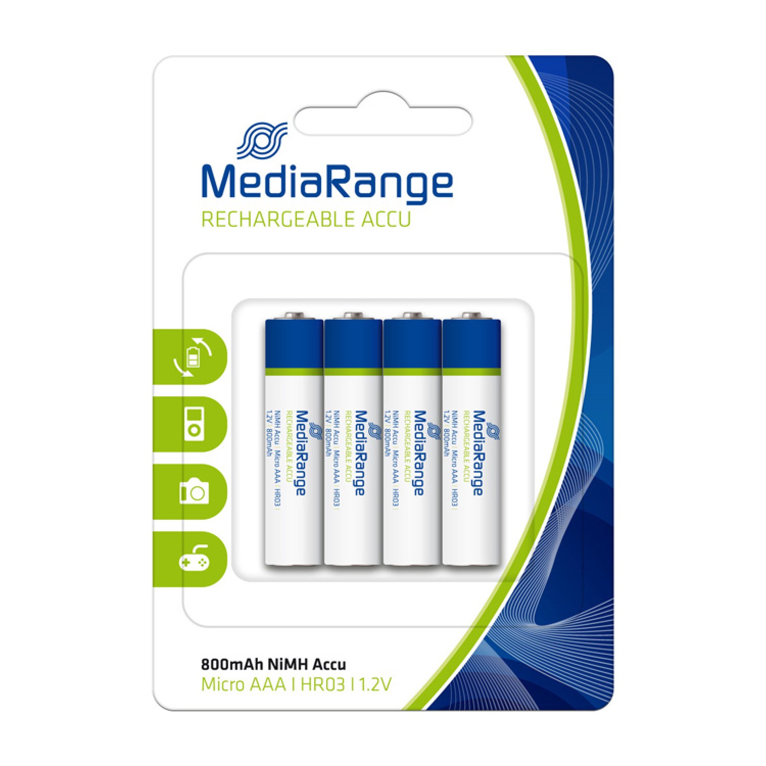 MEDIARANGE επαναφορτιζόμενες μπαταρίες Micro AAA HR03, 800mAh, 4τμχ MEDIARANGE επαναφορτιζόμενες μπαταρίες Micro AAA HR03, 800mAh, 4τμχ