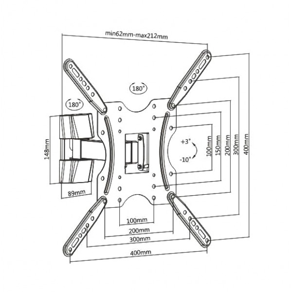 BRATECK Επιτοίχια Βάση KLA27-441 για Monitor 32" - 55", 30kg BRATECK Επιτοίχια Βάση KLA27-441 για Monitor 32" - 55", 30kg