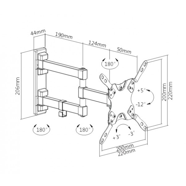 BRATECK επιτοίχια βάση LDA21-223 για τηλεόραση 13-42", full motion, 20kg BRATECK επιτοίχια βάση LDA21-223 για τηλεόραση 13-42", full motion, 20kg