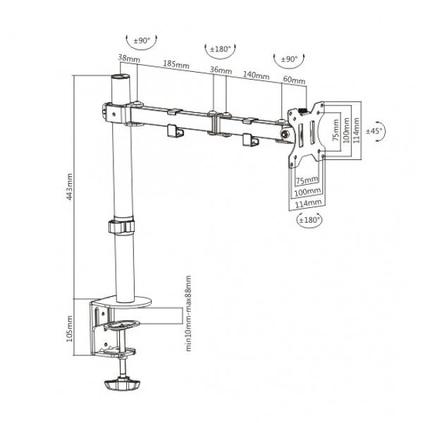BRATECK universal βάση για οθόνη 13"-32", 8kg