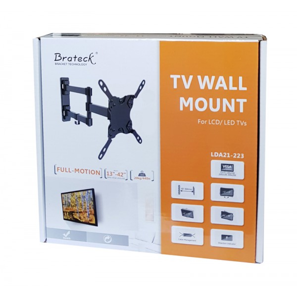 BRATECK επιτοίχια βάση LDA21-223 για τηλεόραση 13-42", full motion, 20kg BRATECK επιτοίχια βάση LDA21-223 για τηλεόραση 13-42", full motion, 20kg