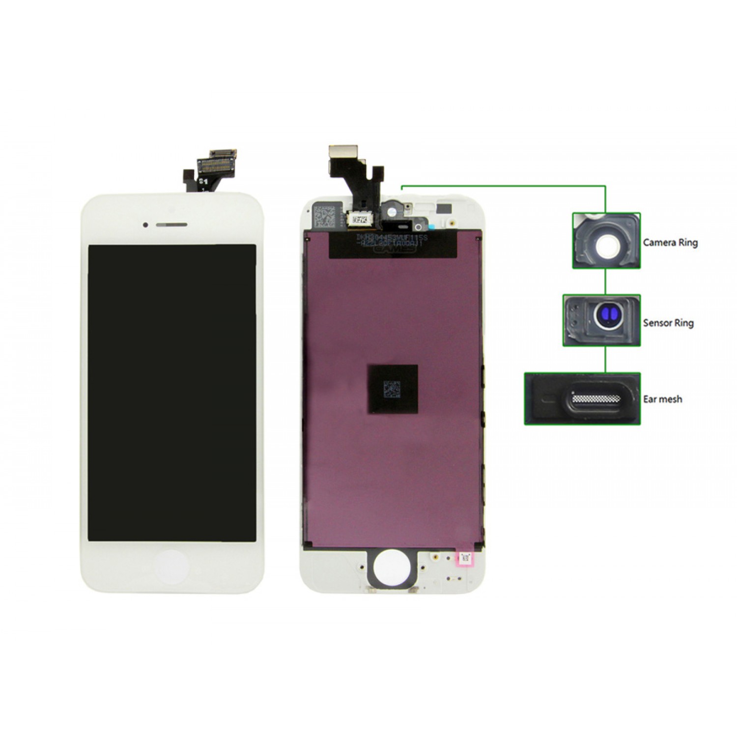 TIANMA High Copy LCD iPhone 5G, Camera-Sensor ring, ear mesh, White TIANMA High Copy LCD iPhone 5G, Camera-Sensor ring, ear mesh, White