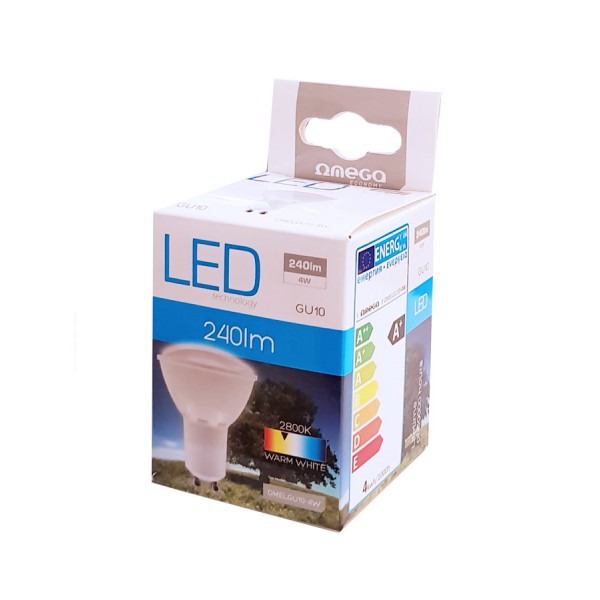 OMEGA LED Λάμπα Spotlight 4W, Warm White 2800K, GU10 OMEGA LED Λάμπα Spotlight 4W, Warm White 2800K, GU10