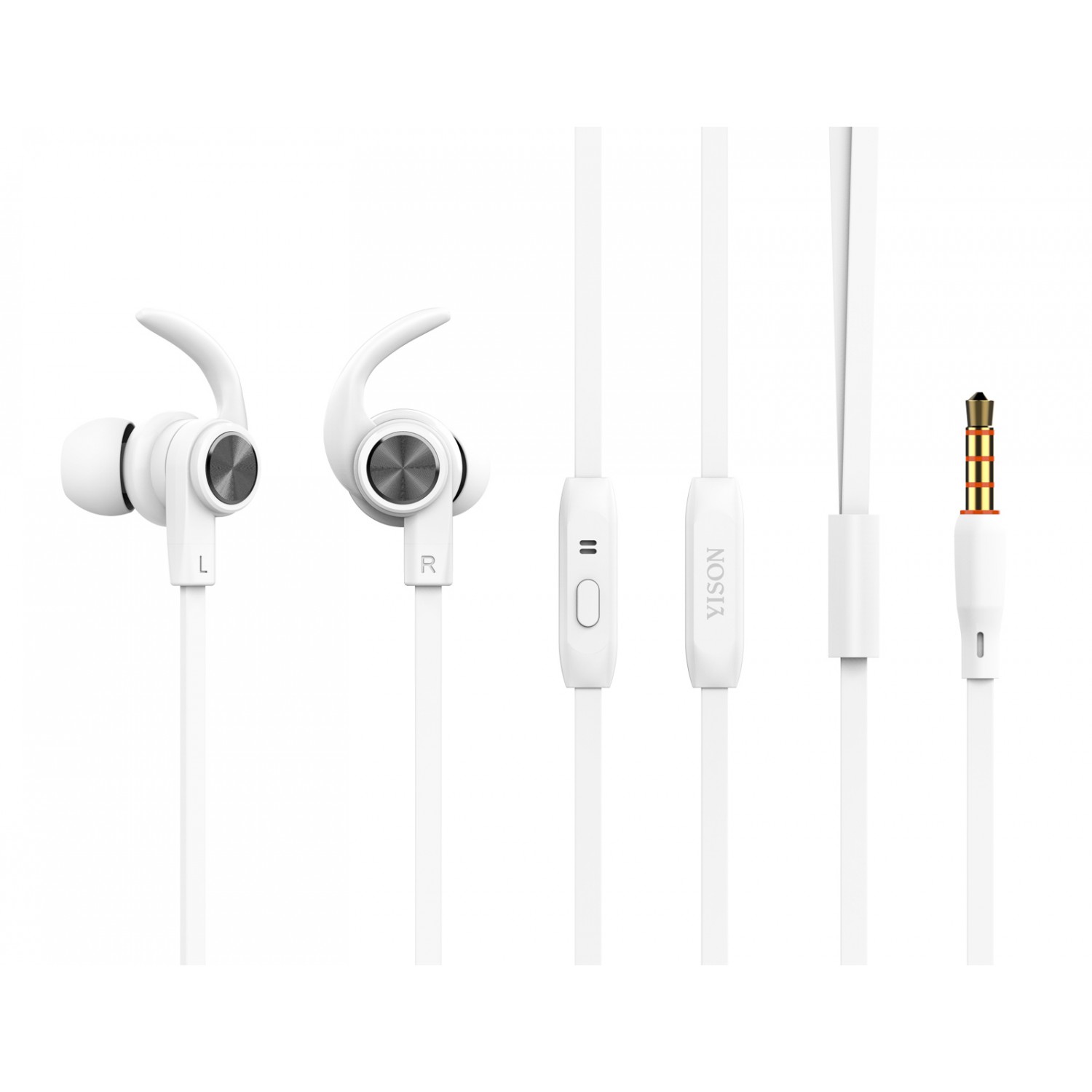 YISON Earphones με μικρόφωνο CX300, on/off, 1.2m, με μαγνήτη, λευκά