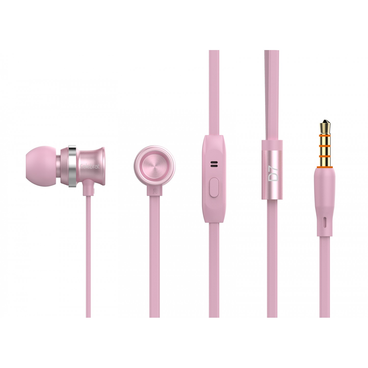 CELEBRAT Earphones με μικρόφωνο D7, 10mm, 3.5mm, 1.2m, ροζ χρυσό CELEBRAT Earphones με μικρόφωνο D7, 10mm, 3.5mm, 1.2m, ροζ χρυσό