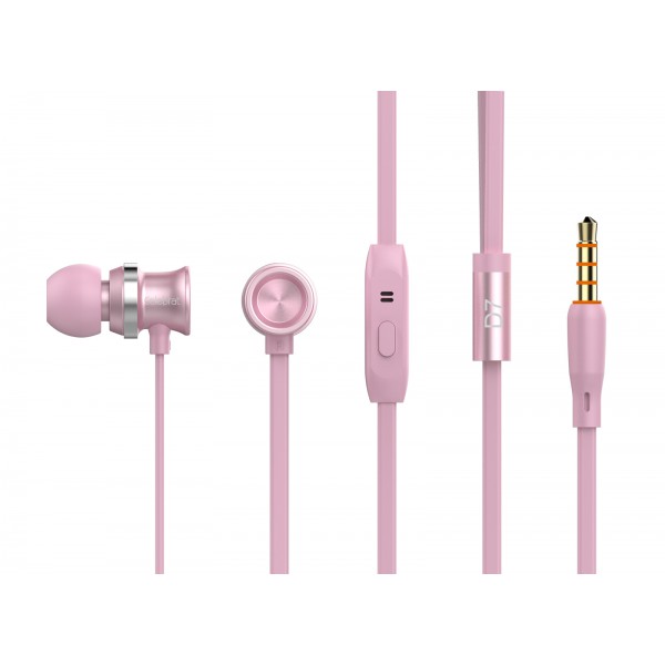 CELEBRAT Earphones με μικρόφωνο D7, 10mm, 3.5mm, 1.2m, ροζ χρυσό CELEBRAT Earphones με μικρόφωνο D7, 10mm, 3.5mm, 1.2m, ροζ χρυσό