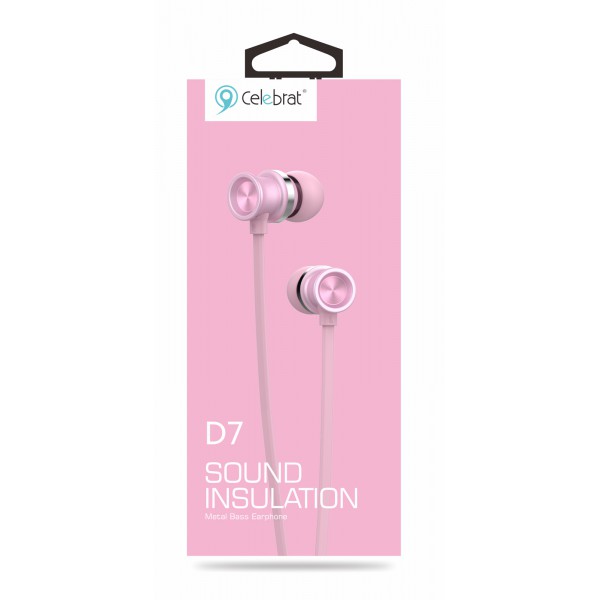 CELEBRAT Earphones με μικρόφωνο D7, 10mm, 3.5mm, 1.2m, ροζ χρυσό CELEBRAT Earphones με μικρόφωνο D7, 10mm, 3.5mm, 1.2m, ροζ χρυσό