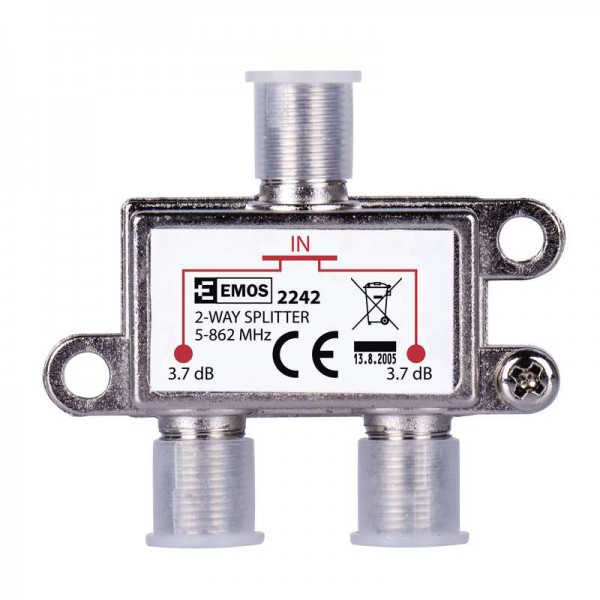 EMOS Splitter EU2242, 2-Way, 5-862mHz, 3.7dB