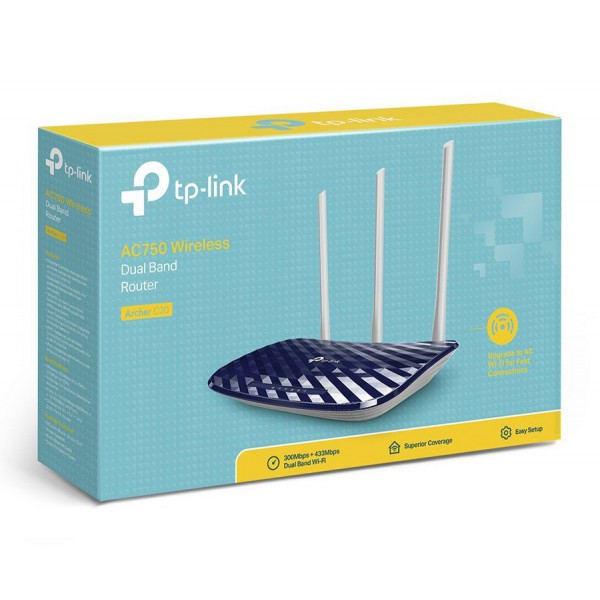 TP-LINK Router Archer C20, Wi-Fi 750Mbps AC750, Dual Band, Ver. 5.0 TP-LINK Router Archer C20, Wi-Fi 750Mbps AC750, Dual Band, Ver. 5.0