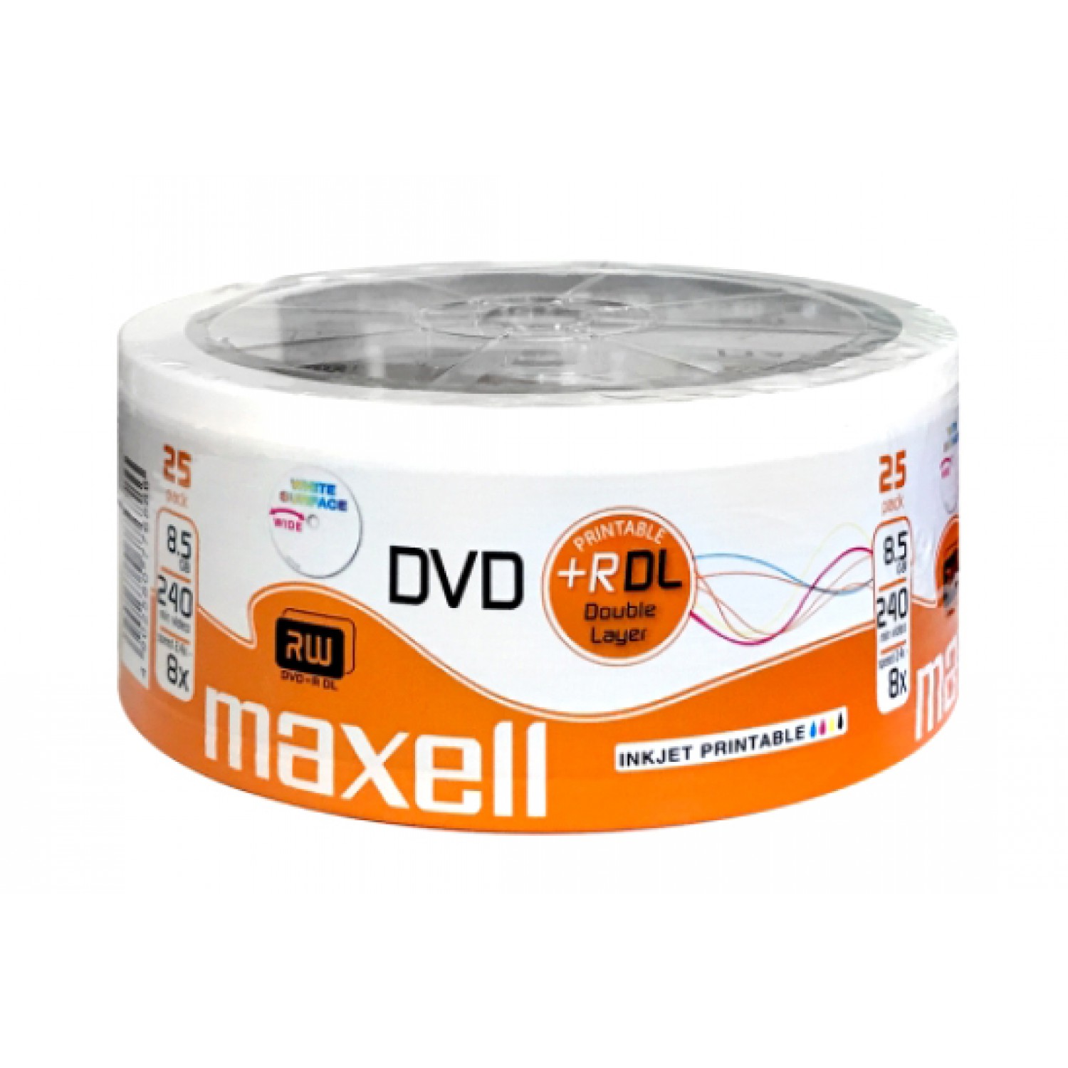 MAXELL DVD+R Double Layer, 8.5GB/240min, 8x speed, printable, Cake 25 MAXELL DVD+R Double Layer, 8.5GB/240min, 8x speed, printable, Cake 25