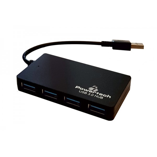 POWERTECH USB hub PT-705, 4x USB, DC port, μαύρο POWERTECH USB hub PT-705, 4x USB, DC port, μαύρο
