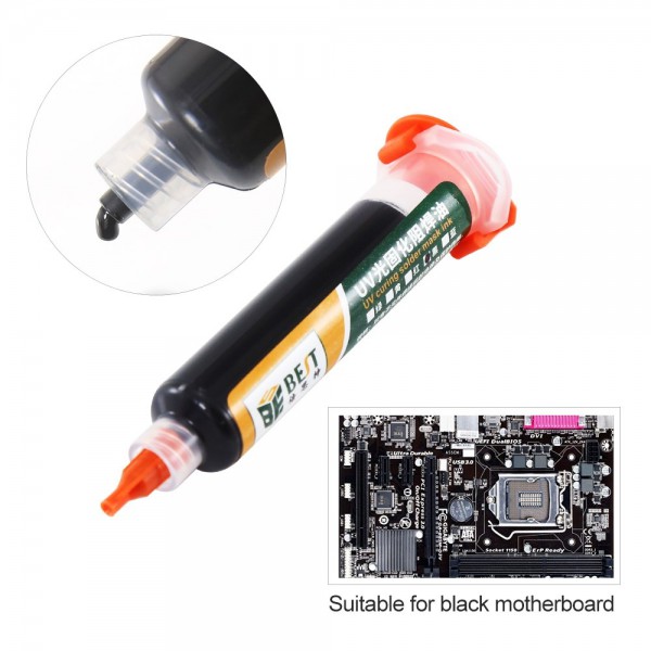 BEST PCB Repairing UV Solder mask ink BST-UVH900, 10cc, μαύρο BEST PCB Repairing UV Solder mask ink BST-UVH900, 10cc, μαύρο