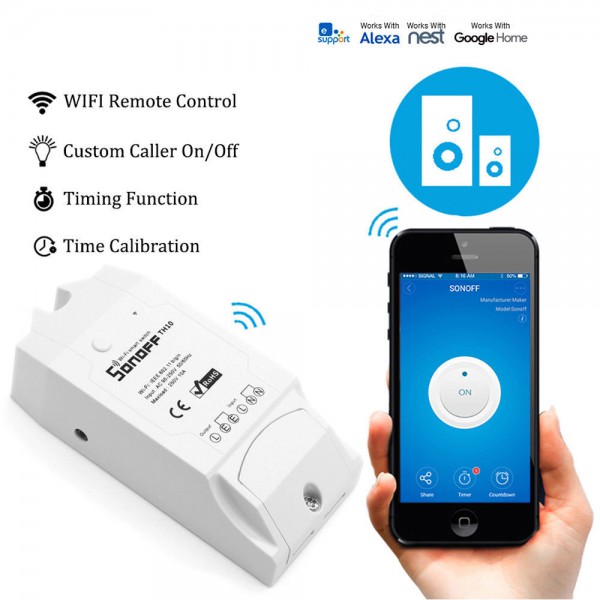 SONOFF Smart Διακόπτης TH10, υγρασίας - θερμοκρασίας, 10A, WiFi, λευκό