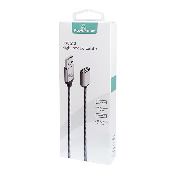 POWERTECH καλώδιο USB σε USB (F) PTR-0076, prime, 480Mbps, 1.5m, γκρι POWERTECH καλώδιο USB σε USB (F) PTR-0076, prime, 480Mbps, 1.5m, γκρι