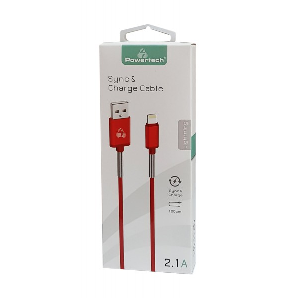 POWERTECH Καλώδιο USB σε Lightning flex alu PTR-0021 copper, 1m, κόκκινο POWERTECH Καλώδιο USB σε Lightning flex alu PTR-0021 copper, 1m, κόκκινο