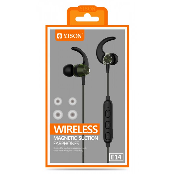 YISON Bluetooth earphones E14 με μικρόφωνο HD, Magnetic, 10mm, μαύρα YISON Bluetooth earphones E14 με μικρόφωνο HD, Magnetic, 10mm, μαύρα