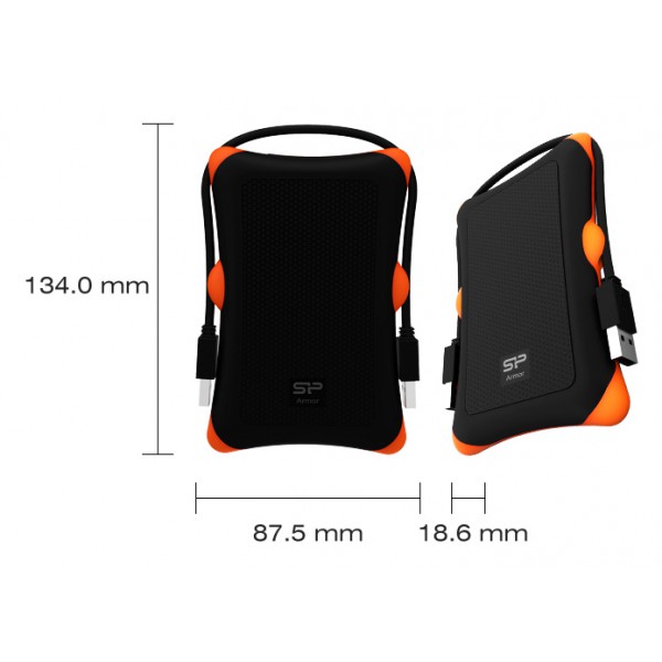 SILICON POWER εξωτερικός HDD Armor A30, 1TB, USB 3.1, μαύρος