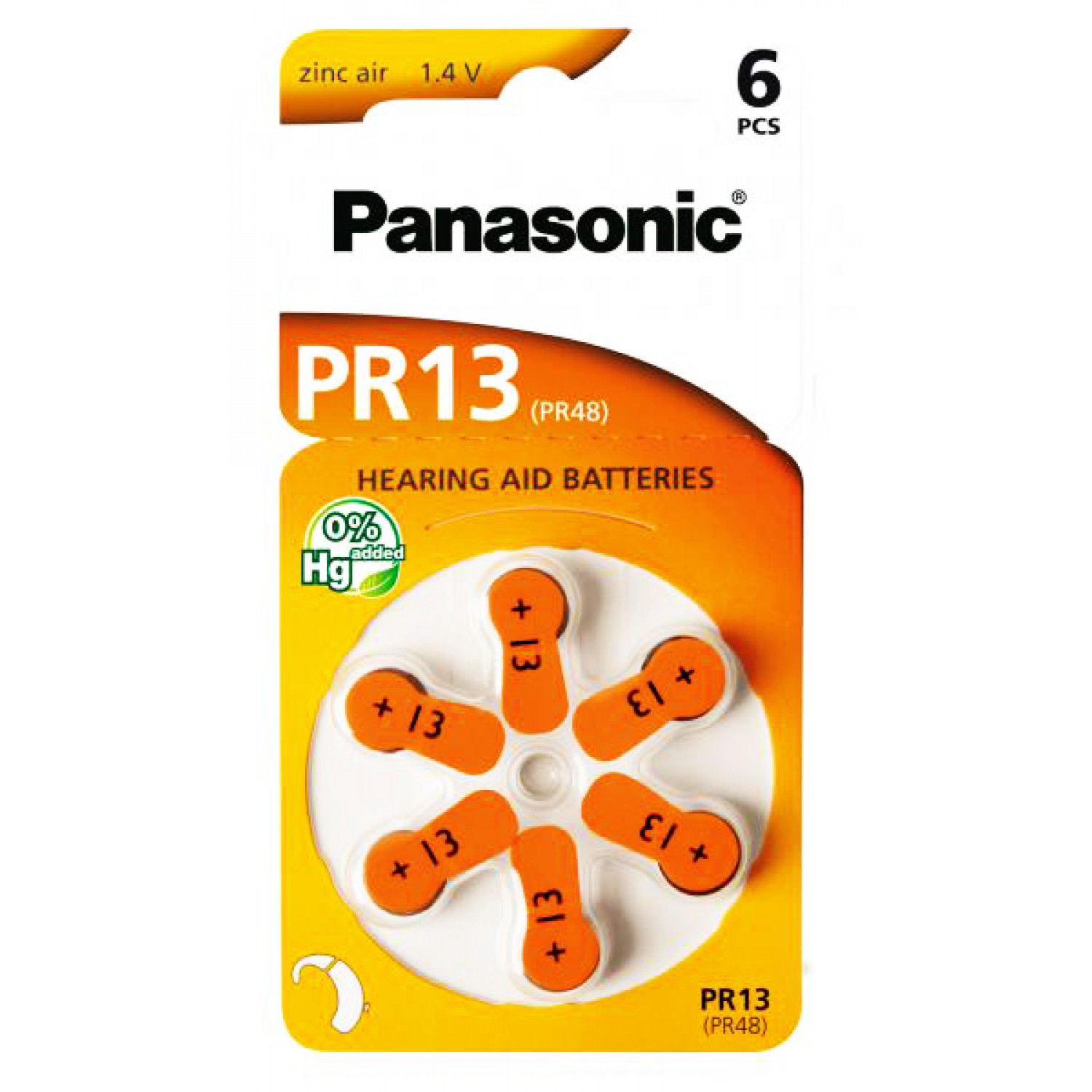 PANASONIC μπαταρίες ακουστικών βαρηκοΐας PR13, mercury free, 1.4V, 6τμχ PANASONIC μπαταρίες ακουστικών βαρηκοΐας PR13, mercury free, 1.4V, 6τμχ