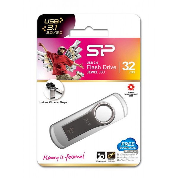 SILICON POWER USB Flash Drive Jewel 80, 32GB, USB 3.2, Titanium