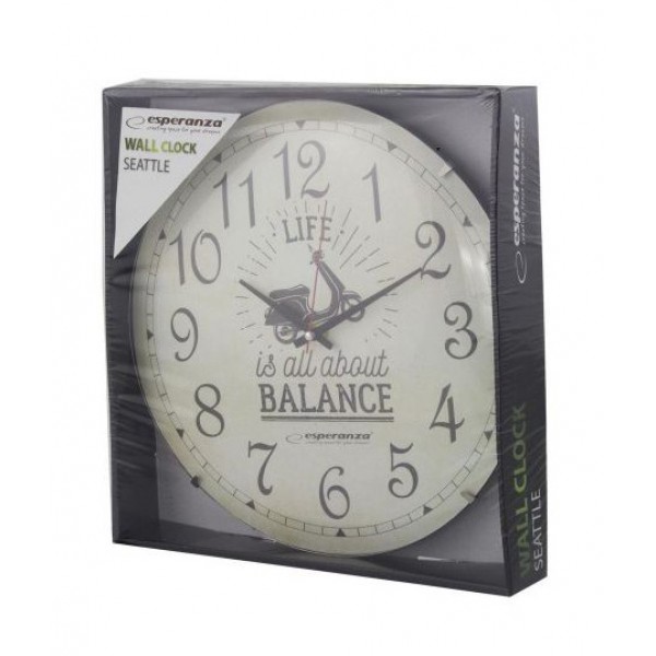ESPERANZA Ρολόι τοίχου Seattle EHC018S, 30cm ESPERANZA Ρολόι τοίχου Seattle EHC018S, 30cm