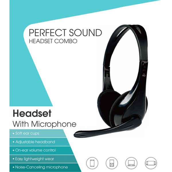 POWERTECH Headphones με μικρόφωνο PT-734 105dB, 40mm, 3.5mm, 1.8m, μαύρο POWERTECH Headphones με μικρόφωνο PT-734 105dB, 40mm, 3.5mm, 1.8m, μαύρο