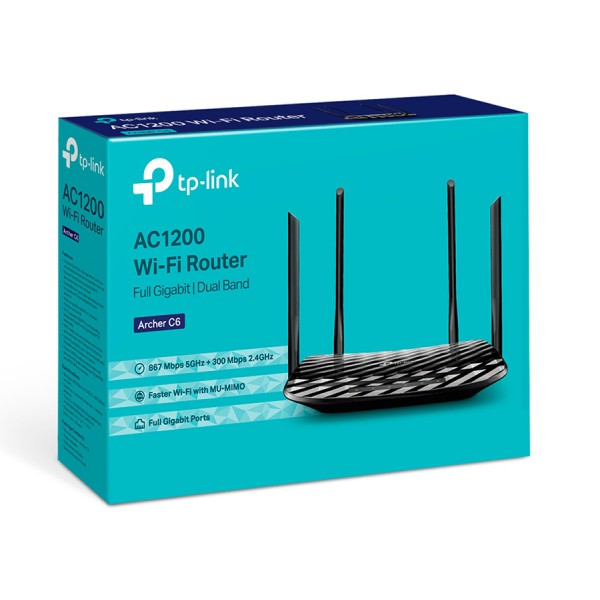 TP-LINK Router Archer C6, Wi-Fi 1200Mbps AC1200, MU-MIMO, Ver. 2.0