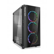 POWERTECH Gaming case PT-743, tempered glass, 4x 120mm fans (3x RGB)